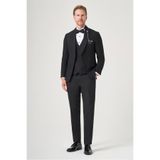 İmza Siyah Kırlangıç Yaka Düz Desen 6 Drop Slim Fit Yelekli Damatlık Takım Elbise 1001260206