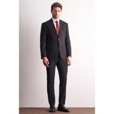 İmza Siyah Kırlangıç Yaka Kendinden Desenli Esnek Bel Slim Fit 6 Drop Takım Elbise 1001255167 - 48