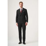İmza Siyah Kırlangıç Yaka Kruvaze 6 Drop Slim Fit Tam Astar Esnek Takım Elbise 1001260180 - 56
