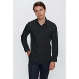 İmza Siyah Klasik Yaka Uzun Kol Cepsiz Slim Fit Basic Pamuklu Gömlek 1004255057