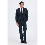 İmza Siyah Mono Yaka Yelekli 6 Drop Slim Fit Tam Astar Esnek Takım Elbise 1001255186 - 44