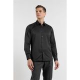 İmza Siyah Sert Yaka Uzun Kol Cepsiz Slim Fit Pamuklu Gömlek 1004255228 - XL