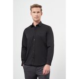 İmza Siyah Uzun Kol Düz Bez Ayağı 032 Sert Yaka Classic Slim Fit Gömlek 1004245324 - XL