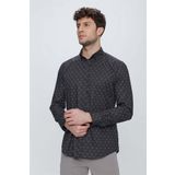 İmza Siyah Uzun Kol Klasik Slim Fit Pamuklu Likralı Gömlek 1004225244