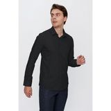 İmza Siyah Uzun Kollu Bez Ayağı Sert Yaka Cepsiz Pamuklu Basic Slim Fit Dar Kesim Gömlek 1004240057 - 2XL