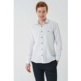 İmza Siyah Uzun Kollu Desenli Armürlü Cepsiz Pamuklu Klasik Slim Fit Dar Kesim Gömlek 1004240189