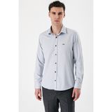 İmza Siyah Uzun Kollu Desenli Armürlü Sert Yaka Cepsiz Pamuklu Slim Fit Dar Kesim Gömlek 1004235171