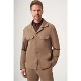 İmza Tarçın Berberi Yaka Örme Beli Lastikli 6 Drop Slim Fit Astarsız Esnek Takım Elbise 1001260177 - 48