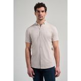 İmza Taş Rengi Kısa Kol Düz Örme Italyan Yaka Cepsiz Pamuklu Classic Slim Fit Gömlek 1004250156