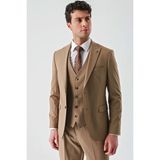 İmza Tütün Gabardin Kırlangıç Yaka Yelekli Likralı 6 Drop Slim Fit Klasik Takım Elbise 1001240188 - 48