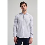 İmza Uzun Kol Çizgili Desen Bez Ayağı Italyan Yaka Cepsiz Esnek Classic Slim Fit Gömlek 1004250201 - 2XL