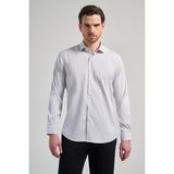 İmza Uzun Kol Çizgili Desen Bez Ayağı Italyan Yaka Cepsiz Esnek Classic Slim Fit Gömlek 1004250201 - Beyaz