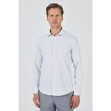 İmza Uzun Kol Çizgili Desen Bez Ayağı Italyan Yaka Cepsiz Esnek Classic Slim Fit Gömlek 1004250202 - XL
