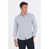 İmza Uzun Kol Çizgili Desen Bez Ayağı Italyan Yaka Cepsiz Pamuklu Classic Slim Fit Gömlek 1004250180 - Optik Beyaz - XL