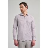 İmza Uzun Kol Çizgili Desen Bez Ayağı Italyan Yaka Cepsiz Pamuklu Classic Slim Fit Gömlek 1004250180 - XL - Beyaz