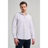 İmza Uzun Kol Desenli Armürlü İtalyan Yaka Cepsiz Pamuklu Classic Slim Fit Gömlek 1004250161 - 2XL - Gri