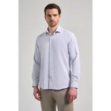İmza Uzun Kol Desenli Armürlü İtalyan Yaka Cepsiz Pamuklu Classic Slim Fit Gömlek 1004250161 - 2XL - Mavi