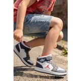 IN STEP Eveji Lacivert Beyaz Çocuk Basketbol Ayakkabısı - Yüksek Bilekli Cırt Cırtlı Sneaker