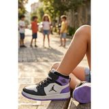 In Step Eveji Mor Beyaz Çocuk Basketbol Ayakkabısı - Yüksek Bilekli Cırt Cırtlı Sneaker - Mor-Beyaz