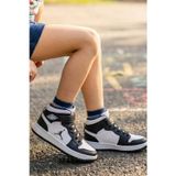 IN STEP Eveji Siyah Beyaz Çocuk Basketbol Ayakkabısı - Yüksek Bilekli Cırt Cırtlı Sneaker