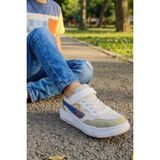 In Step Kasina Unisex Çocuk Günlük Spor Ayakkabı - Cırtlı ve Bağcıklı Konforlu Sneaker - Beyaz