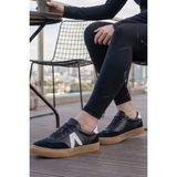 In Step Retro V-Line Süet Detaylı Kadın Günlük Spor Ayakkabı – Siyah