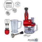 In Üstün Kaliteli Powelix Activflow Blender Seti Mutfak Robotu - Hızlı Çırpma, Karıştırma ve Doğrama - Kırmızı