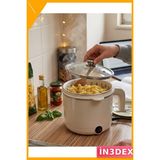 İn3dex 1 Litre Elektrikli Mini Tencere Çorba Pilav Makarna Pişirici Çok Fonksiyonlu - Standart - Ahşap - Siyah
