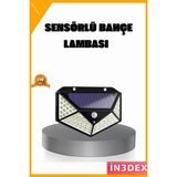 İn3dex 100 LED Güneş Enerjili Bahçe Lambası IP65 Su Geçirmez 8 Saat - Standart