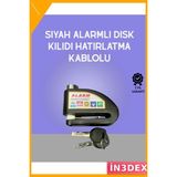 İn3dex 110DB Alarmlı Çelik Disk Kilidi Su Geçirmez Motosiklet Güvenlik - Standart