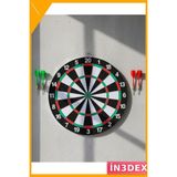 İn3dex 12 Inç Dart Tahtası 4 Metal Uçlu Dart Oku Hedef Oyun Seti - Ahşap - Bej - Siyah - 0 - 1 Yaş