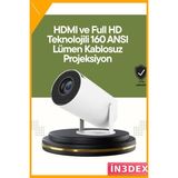 İn3dex 130 Inç Full Hd Projeksiyon 160 Ansı Lümen HDMI USB - Mat Siyah