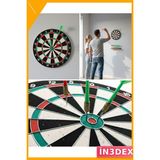 İn3dex 17 Inç Dart Tahtası Seti 4 Metal Ok Hedef Oyunu - Ahşap - Bej - Siyah - 0 - 1 Yaş