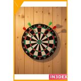 İn3dex 17 Inç Dart Tahtası Seti 4 Metal Uçlu Ok Hedef Oyunu - Ahşap - Bej - Siyah - 0 - 1 Yaş