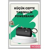 İn3dex 2000MAH Mini Powerbank Dahili Konektörlü Pd 20W - Ahşap - Bej - Siyah