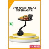 İn3dex 360 Derece Dönebilen Ayarlanabilir Araç Bardaklık Tepsisi Geniş Yemek Alanlı - Ahşap - Bej - Siyah