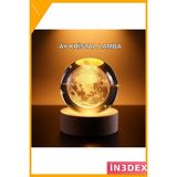 İn3dex 3D Ay Motifli Kristal Gece Lambası 8cm Ahşap Tabanlı - 00 Beyaz - Standart