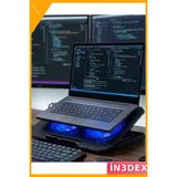 İn3dex Ayarlanabilir Çift Fanlı Laptop Soğutucu Stand Sessiz - Ahşap - Bej - Siyah