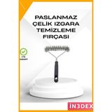İn3dex Barbekü Izgara Temizleme Fırçası Paslanmaz Çelik Tel Uzun Saplı - Standart - Ahşap - Siyah