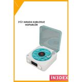İn3dex Bluetooth Hoparlör Mavi Gece Işıklı Dijital Zaman Göstergesi Stereo Ses - Altın - Mavi