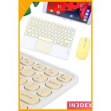 İn3dex Bluetooth Klavye Touchpad Slim Kablosuz Wifi Q Klavye Tüm Cihazlarla Uyumlu - Standart - Altın - Sarı