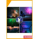 İn3dex Bluetooth Projeksiyon Lambası Astronot Şekilli 5W Nebula Yıldız - Ahşap - Bej - Siyah