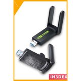 İn3dex Çift Bant USB 3.0 Wifi Adaptör 1200MBPS Kablosuz Ağ Alıcısı - Ahşap - Bej - Siyah