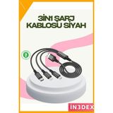 İn3dex Çoklu Şarj Kablosu Hızlı Şarj Destekli Seyahat ve Günlük Kullanım - Ahşap - Bej - Siyah