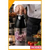 İn3dex Elektrikli Doğrayıcı 4 Bıçaklı 1.5l Hazne 400W Turbo Fonksiyonlu - Ahşap - Siyah