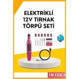 İn3dex Elektrikli Tırnak Törpü Makinesi Çok Fonksiyonlu Manikür Seti - Standart - Ahşap - Bej - Siyah