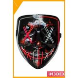 İn3dex Floresan Yeşil LED Parti Maskesi Işıklı Neon Kostüm Aksesuarı - Açık Yeşil