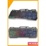 İn3dex Işıklı USB Q Klavye Oyuncu Klavyesi Ergonomik Multimedya - Ahşap - Bej - Siyah