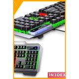 İn3dex Işıklı USB Q Klavye Oyuncu Klavyesi Ergonomik Tasarım - Standart - Altın - Sarı