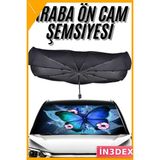İn3dex Katlanabilir Şemsiye Tip Araba Ön Cam Güneşlik - Standart - Açık Sarı